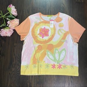 Sigrid Olsen Sz 2X pastel sun fruit t shirt nwt